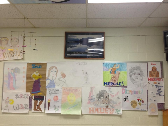 My student's Greek mythology presentation visuals. 