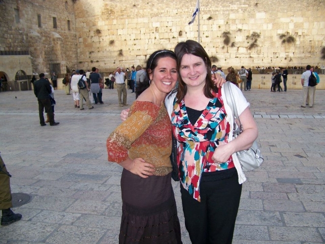 Amy and Heather at the Western Wall in Israel